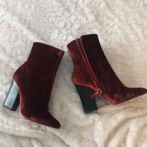 Red velvet booties